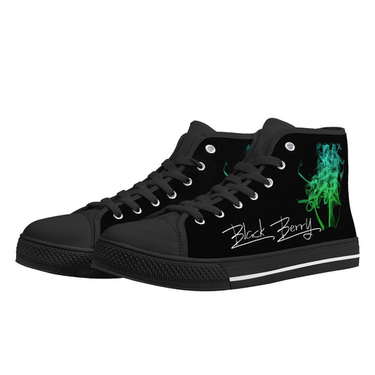 Black Berry High Top Canvas Shoes (Customizable)