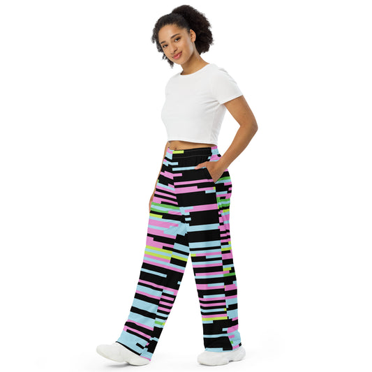 Colorful Stripes unisex wide-leg pants